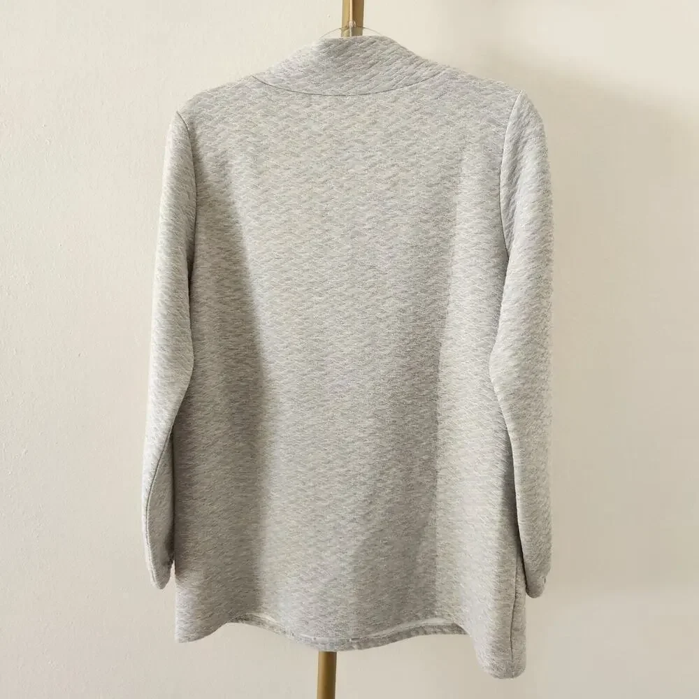 Soft Surroundings Long Sleeve Tunic Mock Sweatshirt Womens Size M Gray Quilted